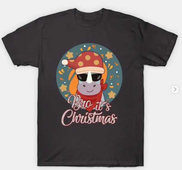 Rhino Christmas Santa’s Hat Bro, it’s Christmas T-Shirt