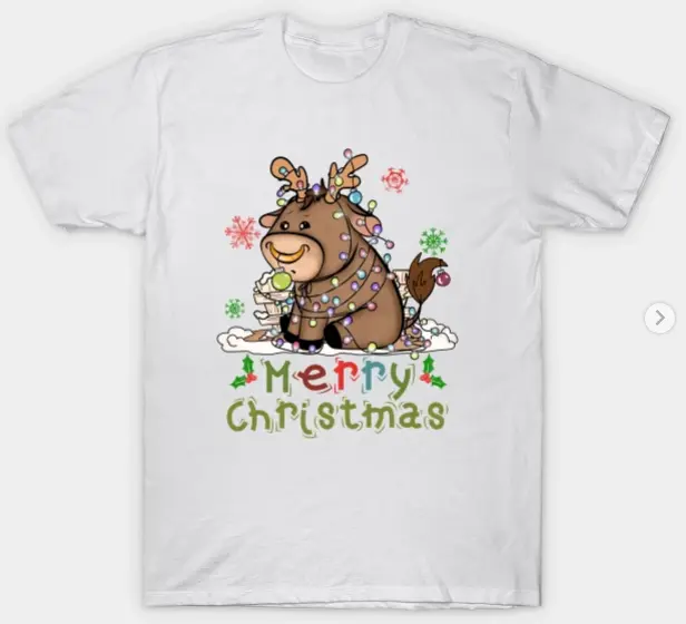 Cow Christmas Cute Cow Merry Christmas Xmas Matching HO HO HO T-Shirt
