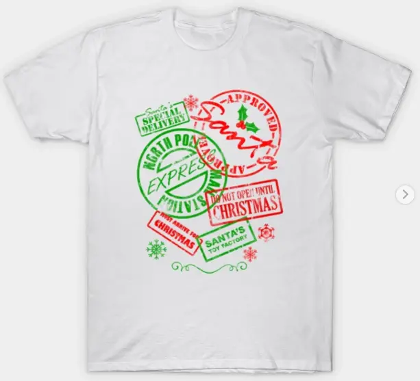 christmas gift idea, approved, happy holidays, merry christmas, north pole, santa, tag, xmas, do not open until christmas, christmas stamps shirt