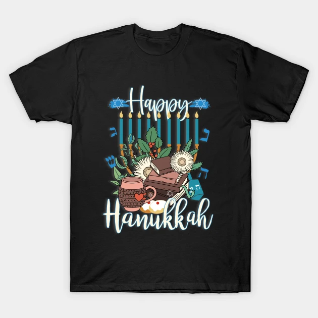 Happy Hanukkah Menorah Jewish Christmas Xmas T-Shirt
