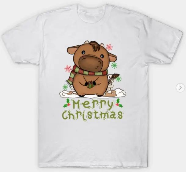 Kids Cow Christmas Cute Cow Merry Christmas Funny T-Shirt