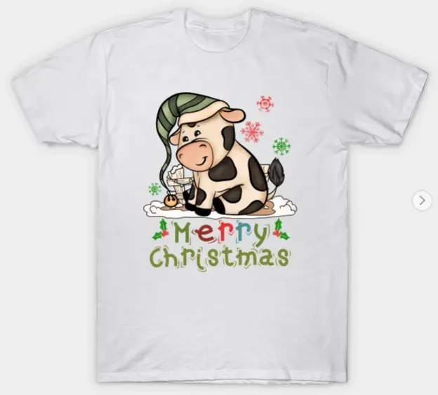 Kids Cow Christmas Cute Cow Merry Christmas Xmas Matching T-Shirt