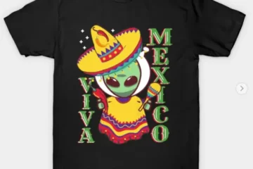 alien merch, alien, alien invasion, chili pepper, cinco de mayo, extraterrestrial, fiesta, mexican, mexican art, mexico, poncho, sombrero, space, viva mexico, mexico souvenir shirt