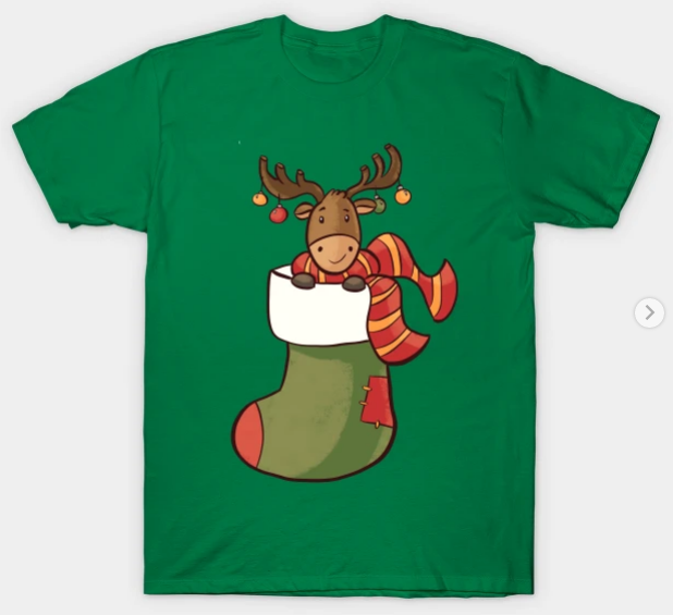 Christmas Stocking X-Mas Pajama Who Loves Reindeer In Socks T-Shirt