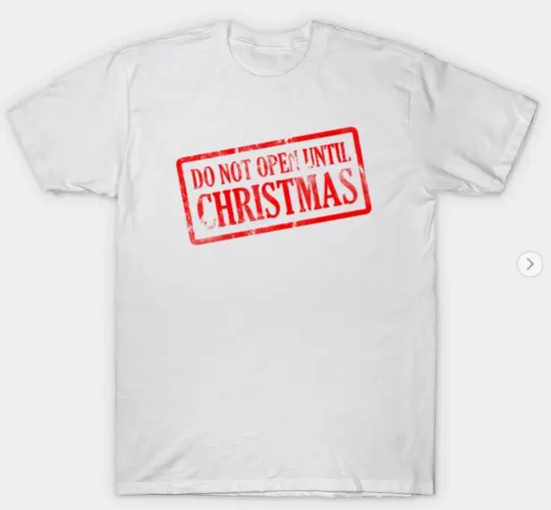 Santa Do Not Open Tag Christmas Stamps Funny Xmas Matching T-Shirt