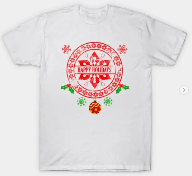 Santa Retro Holidays Christmas Stamps Funny Xmas Matching T-Shirt