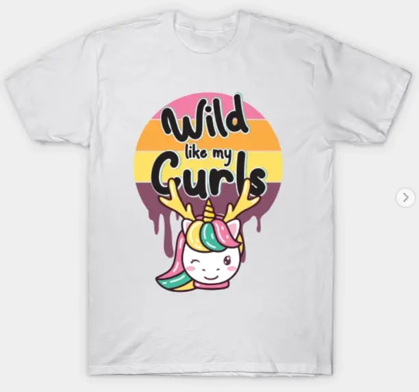 Wilds Like My Curls Toddler Cute Unicorn Curly Haired T-Shirt