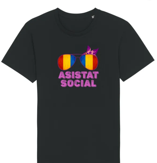 asistata social tricou personalizat, ajutor social umor