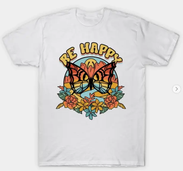 Be happy vintage butterfly rocky mountains sunset T-Shirt