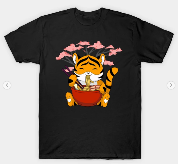 cute tiger ramen noodles shirt