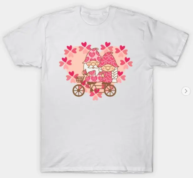 gnomes valentines, retro vintage aesthetic, couples clothing, couples love, gnomes, valentines day, couples matching, gnomes lover, gnomes lovers, couples love gifts, gnomes holding hearts shirt