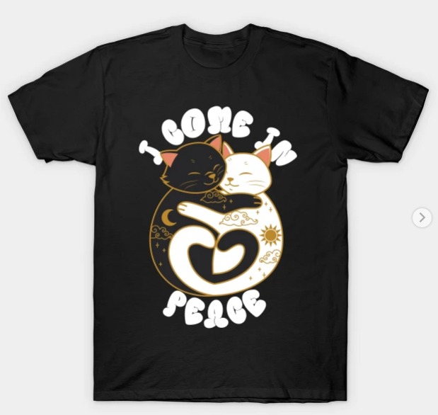 i come in peace funny hugging cats shirt