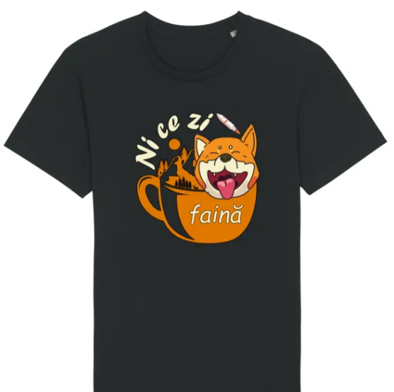 Tricou personalizat Shiba Inu Caine Cafea Ni Ce Zi Faina Ardelean la Drumetie