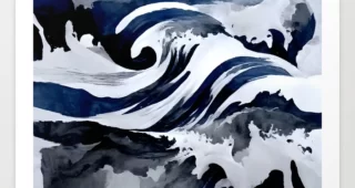 Ocean waves ink painting Art Print