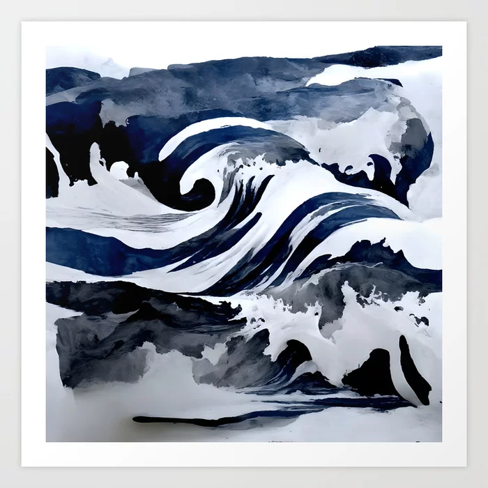 Ocean Waves Art Prints, Ink Art Art Prints, Hyperrealism Art Prints, Landscape Art Prints, Serene Art Prints, Dimensional Art Prints, Home Art Prints, Water Art Prints,