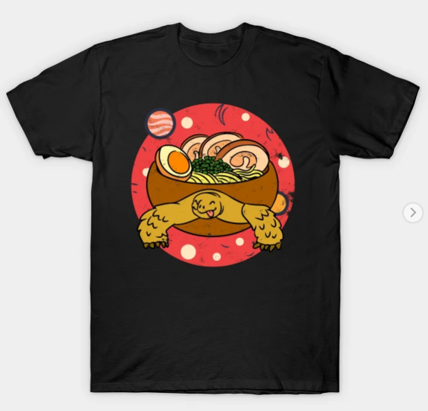 Kawaii Tortoise Ramen Noodles Space Otaku Turtle Ramen Bowl T-Shirt