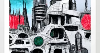 Sci-fi city Art Brut Art Print
