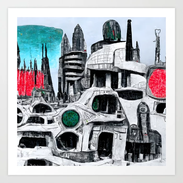 Sci-fi city Art Brut Art Print