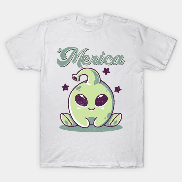 Aliens Merica Retro Cute Animals Men Women Youth Kawaii Aesthetic T-Shirt