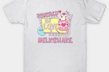 couples valentines day powered by love milkshake retro 80s 90s t shirt