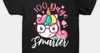 Girls 100 Days Smarter Unicorn Tee Girly 100 Days Of School T-Shirt