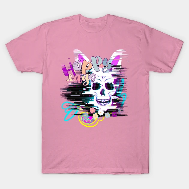 Glitch Vaporwave Aesthetic Pastel Goth Skull Glitch Art T-Shirt
