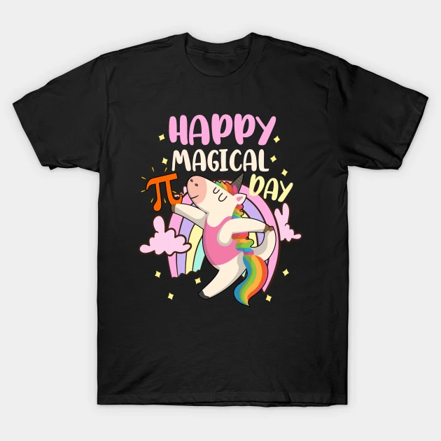 Happy Pi Day Magical Rainbow Unicorn with Pastel Cutie Pi T-Shirt