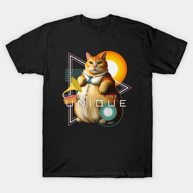 chunky cat person cat owner funny a retro synthwave cat t shirt