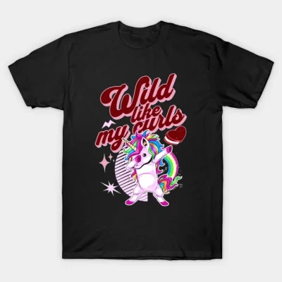 Wilds Like My Curls Toddler Cute Unicorn Curly Haired Retro T-Shirt