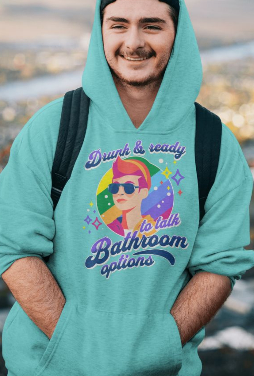 drunk and ready to talk bathroom options hoodie