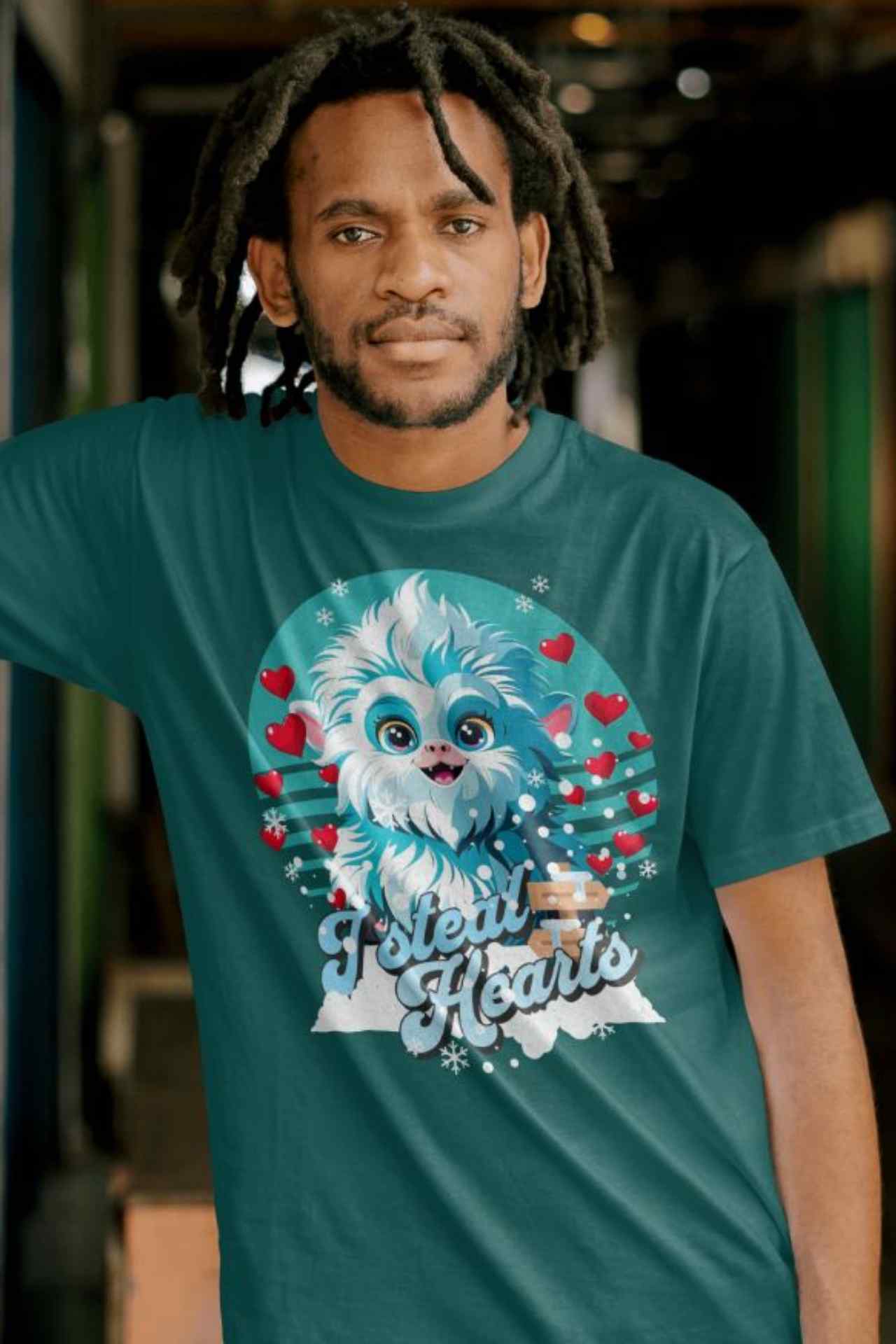 Cute Baby Yeti I Steal Hearts Valentines Day T-Shirt