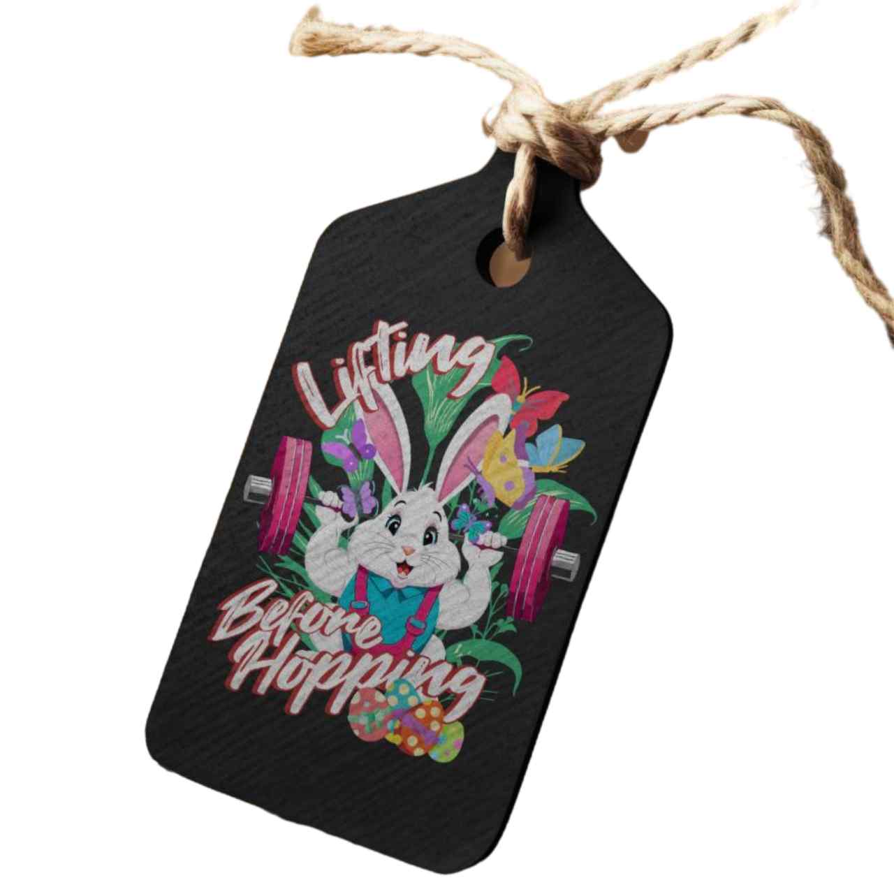 Easter Bunny Lifting before hopping tag