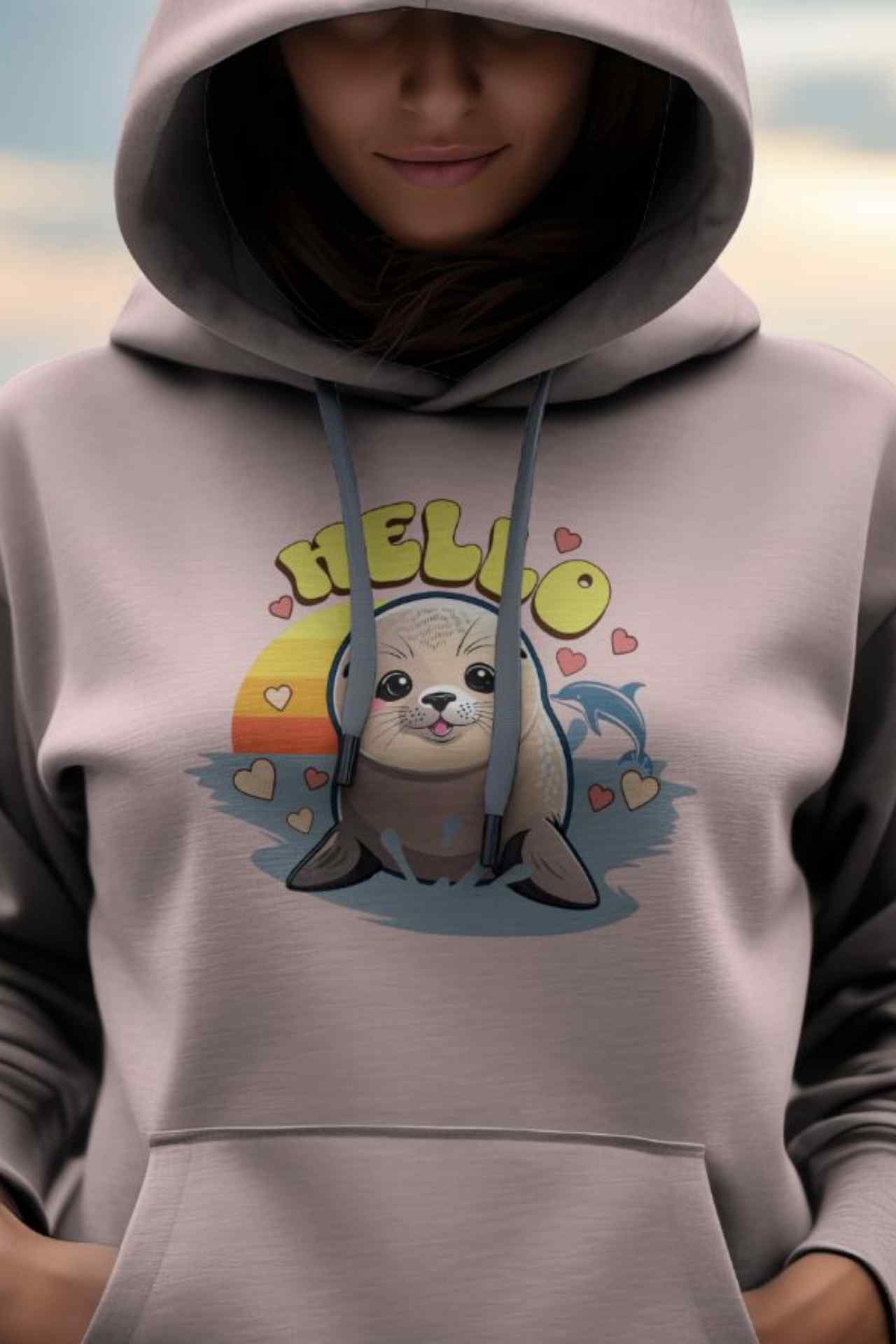 cute seal hello marine life hoodie