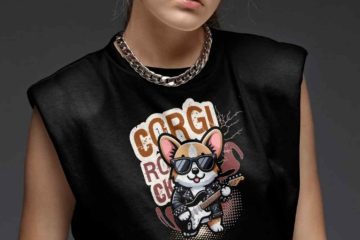Cool corgi rocker rock and roll shirt woman