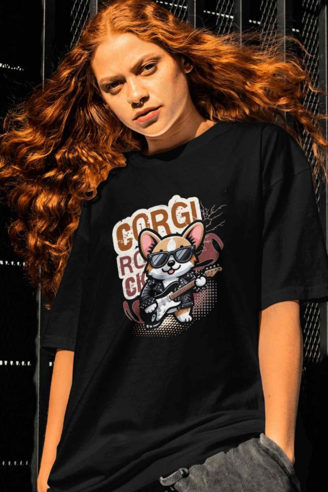 Cool corgi rocker rock and roll shirt